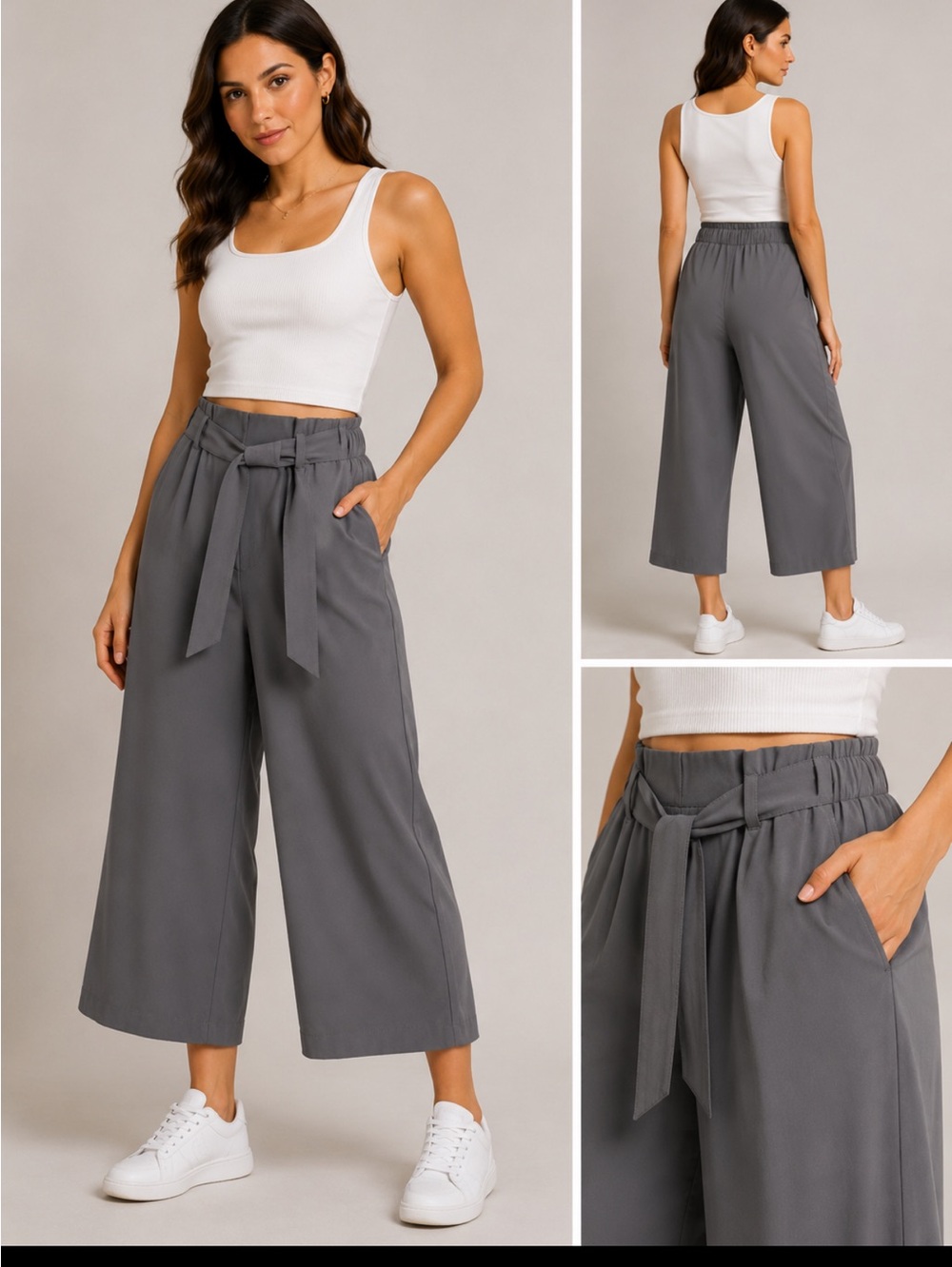 Lululemon gray crop wide leg pants size 4 casual , trip